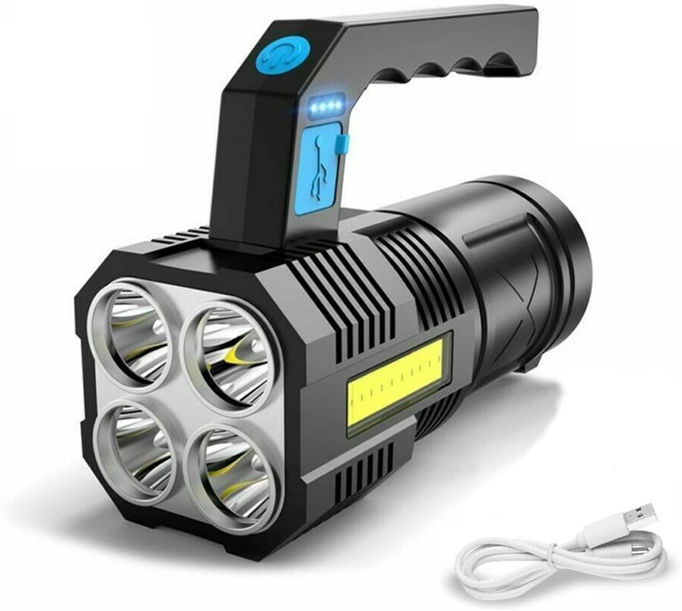 Wiederaufladbare Led-taschenlampe Mit Cob-lampe, Scheinwerfer, Laterne, Arbeitsleuchte, Handscheinwerfer, Wasserdicht Und Mit 4 Helligkeitsstufen Für Notfälle.