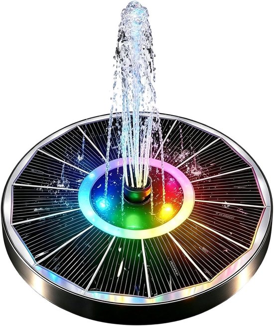 Solarbetriebene Springbrunnenpumpe – Schwimmpumpe – Gartendekoration – Mit 6 Düsen – 17 Cm Durchmesser – Mehrfarbig