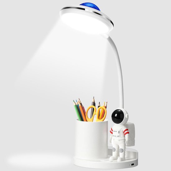 Kinderschreibtischlampe, Led-astronauten-nachttischlampe Mit Stifthalter Und Projektion