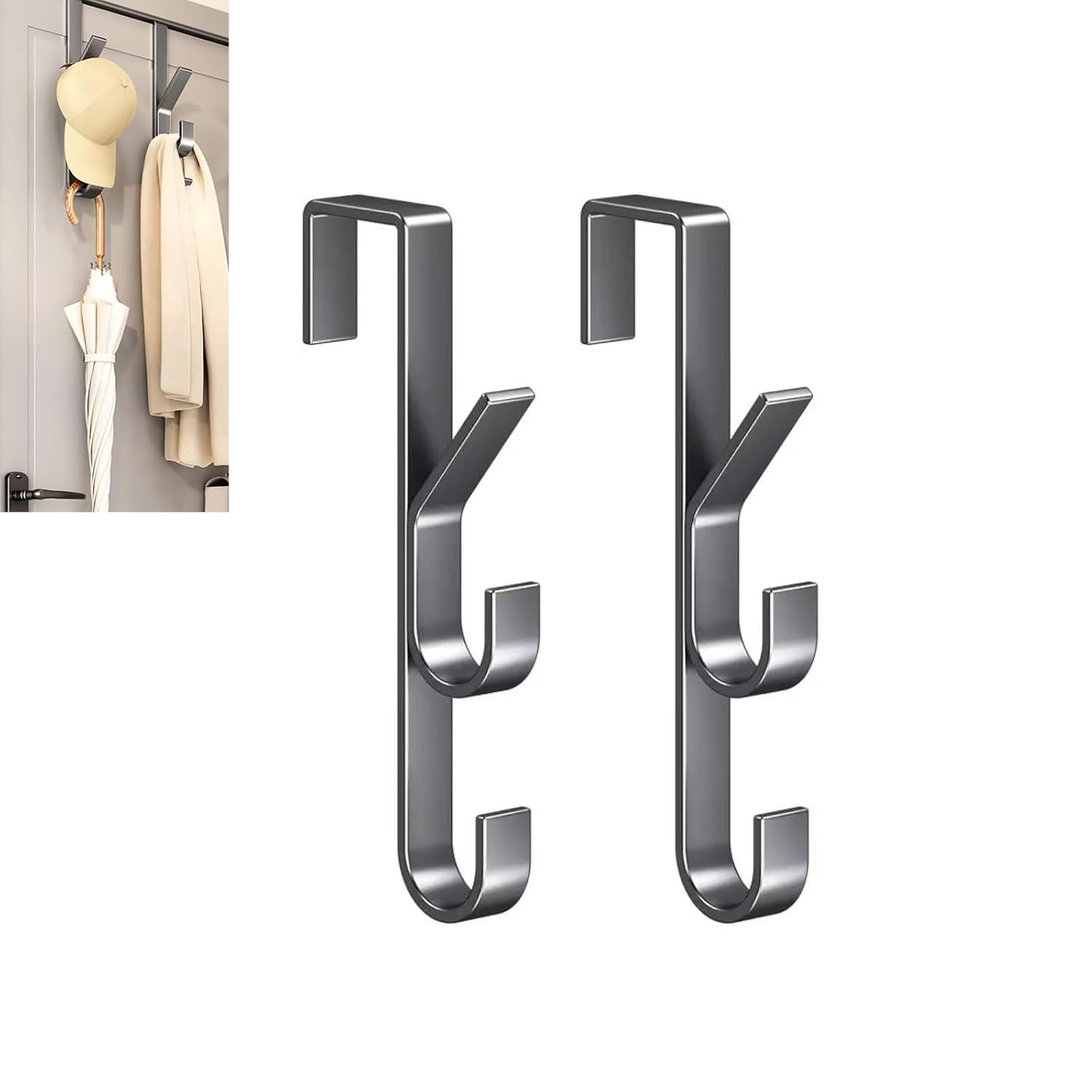 3er-packung 19 Cm Lange Schwarze Türhaken Aus Kohlenstoffstahl Für Handtücher, Schürzen Und Putzlappen