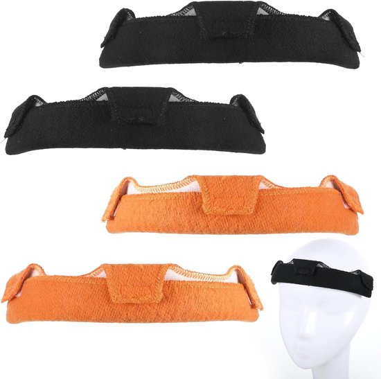 Schweißband Für Den Helm – Helmfutter – Schweißabsorbierend – Waschbares Material – 4 Stück – Orange/schwarz