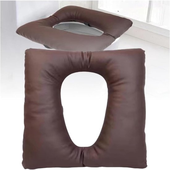 Erhöhtes Toilettensitzkissen In Brauner Lederoptik (45x42cm) – Komfortables Und Hygienisches Sitzkissen Für Toilette Und Toilettenstuhl, Passend Für O-modelle