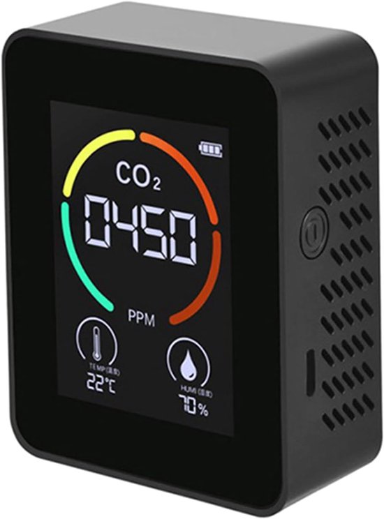 Digitaler Co₂-detektor, Luftqualitätsmonitor Mit Temperatur- Und Feuchtigkeitssensoren, 1200 Mah Akku, Usb-aufladbar