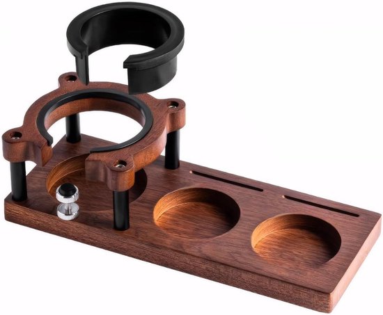 Kaffeetamperstation Aus Massivholz – Verstellbarer Tamper (51–58 Mm) Und Tragbarer Filterhalter, Rutschfeste Espressobox Zur Aufbewahrung Von Kaffeezubehör