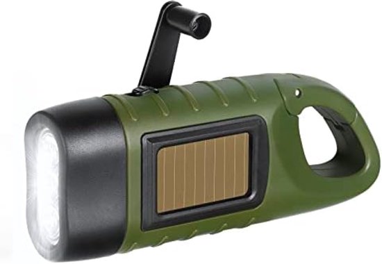 Wiederaufladbare Led-taschenlampe Mit Dynamo, Solarpanel, Mini-handkurbel, Notfall-taschenlampe Für Outdoor-aktivitäten Wie Camping, Wandern Und Stromausfälle, Karabiner, Kompakt