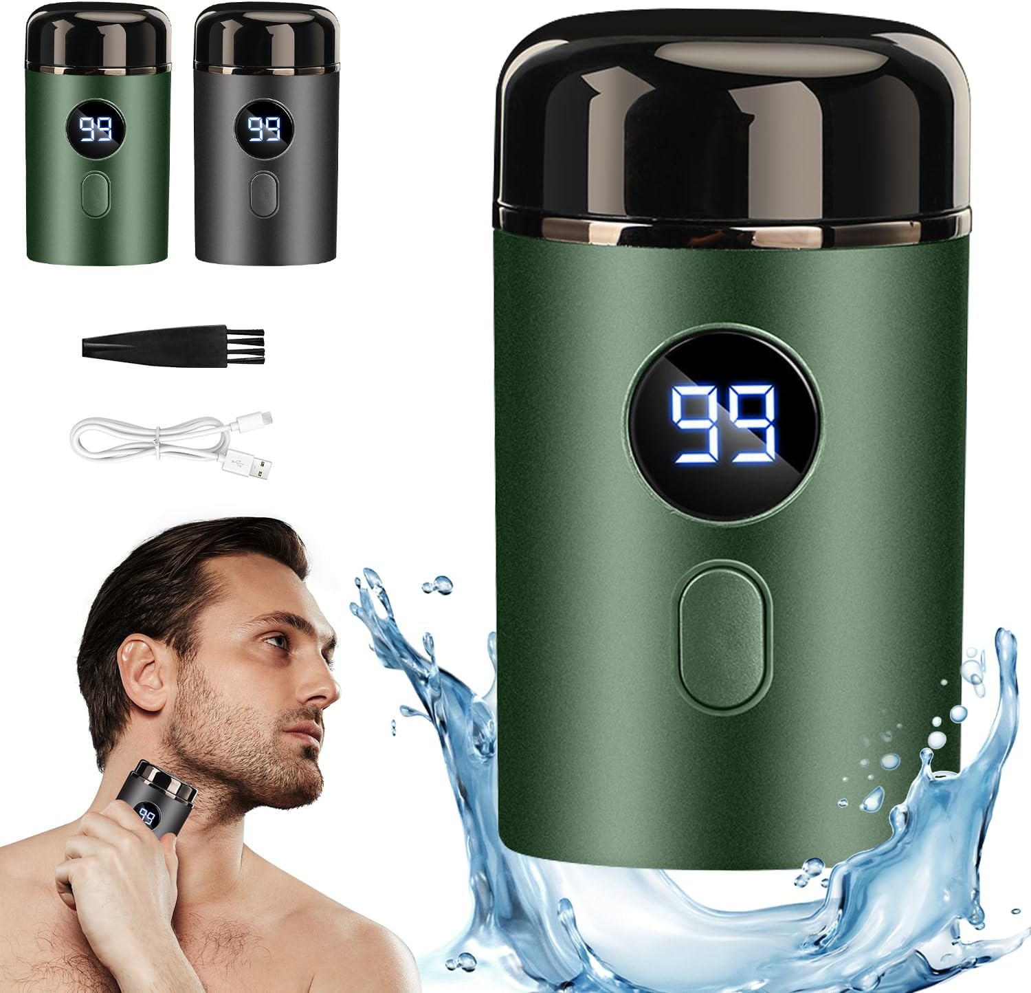 Mini-elektrorasierer Für Unterwegs – Usb-aufladbar Und Wasserdicht – Ideal Für Herren – Perfekt Für Reisen – 2 Stück (grün)
