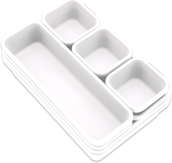 8-teiliges Aufbewahrungsschalen-set Mit Trennwänden, Kunststoff, Weiß