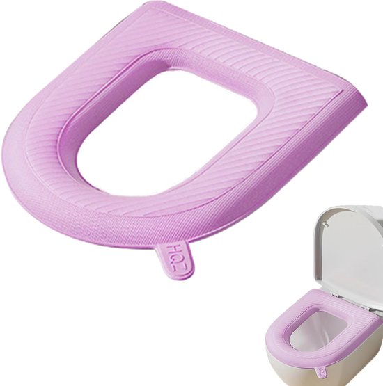 2-teiliger Hygienischer, Wiederverwendbarer Toilettensitzbezug In Rosa – Weicher Eva-schutz Mit Griff Für Komfort Und Hygiene