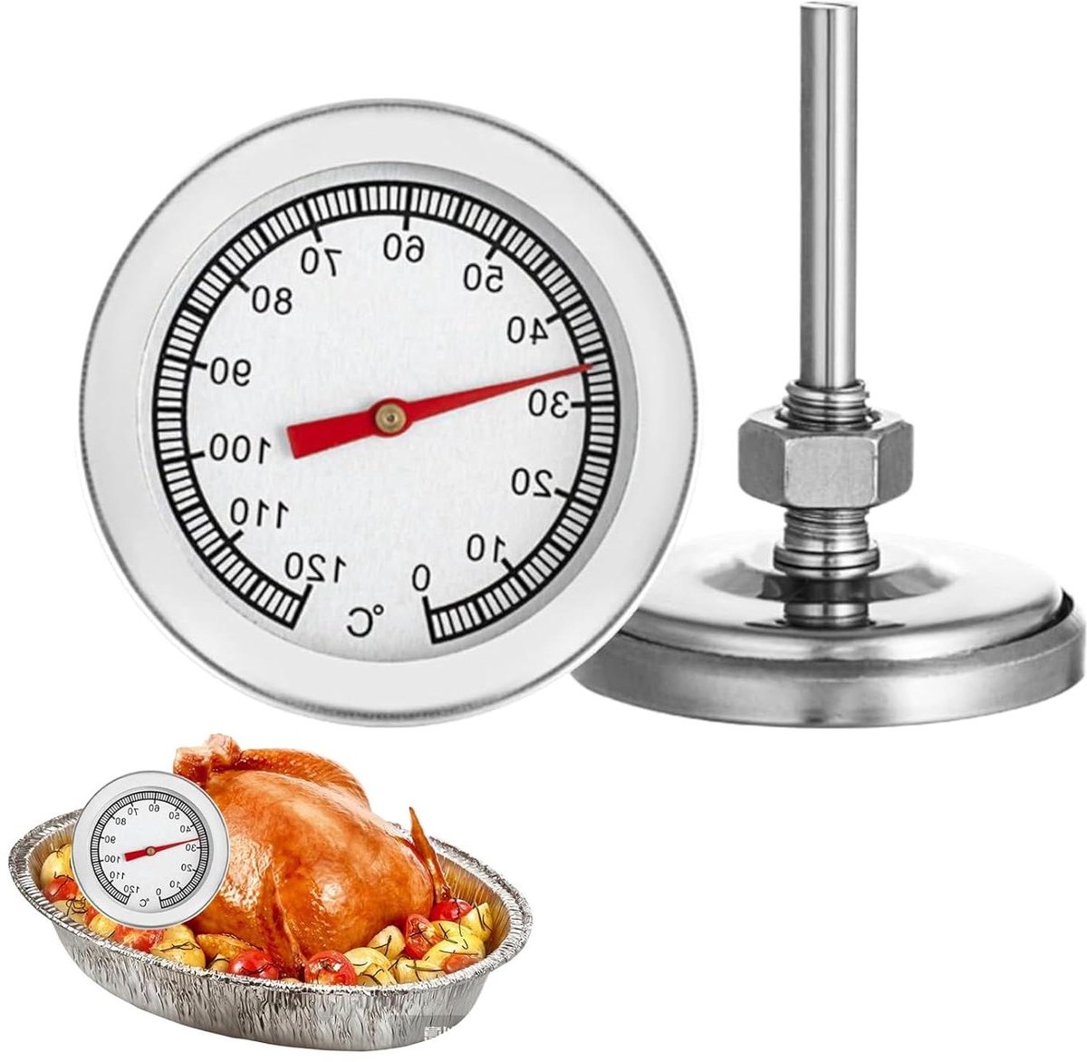 Ofenthermometer Aus Edelstahl Zum Kochen Und Grillen, Temperaturanzeige Bis 120 °c