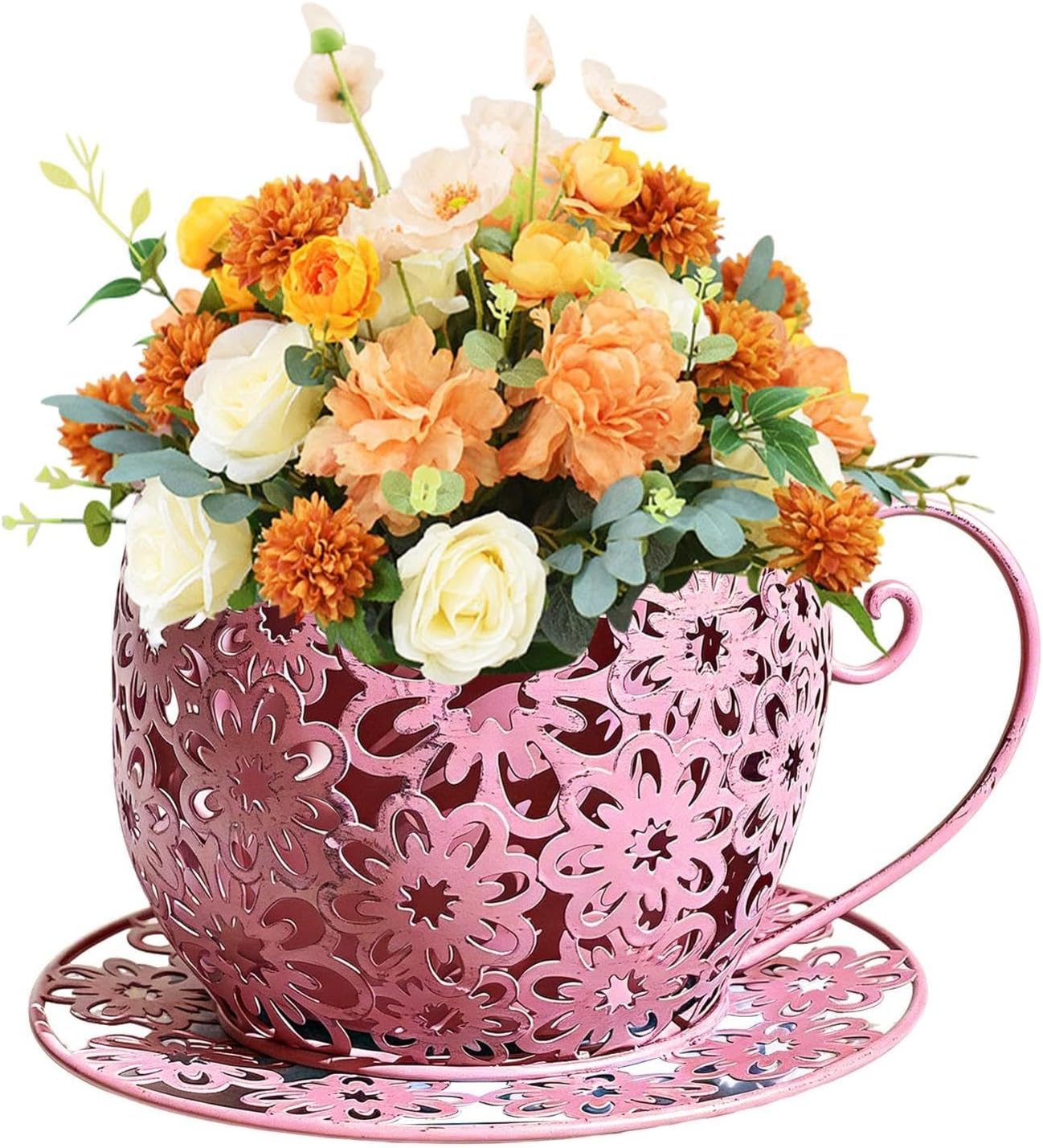 Großer, Antiker, Dekorativer Pflanzkübel Aus Schmiedeeisen, Geeignet Für Zuhause, Büro, Innen- Und Außenbereich Sowie Garten. Antik-finish – Rosa.