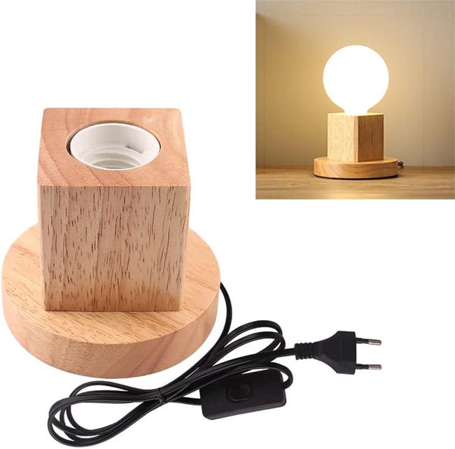 Tischlampenfuß Aus Holz, Geeignet Für Büro/schlafzimmer/wohnzimmer, Holzfuß Mit Verlängerungskabel.
