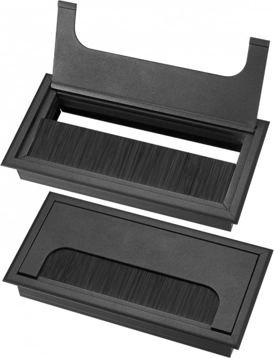 2er-pack 16x8 Cm Aluminium-kabelmanagement-ablage Und Organizer Für Den Schreibtisch Mit Bürstendichtungsring