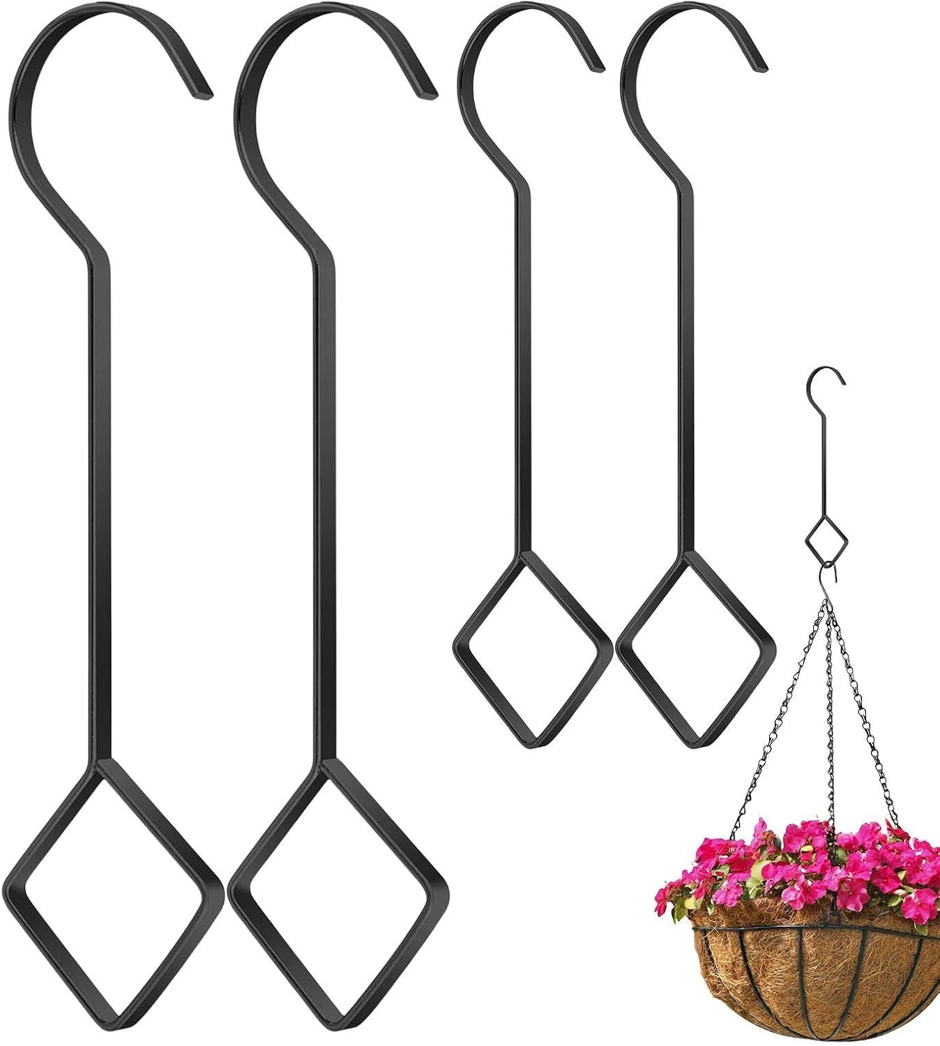 4 Pflanzenhaken - Robuste, Rautenförmige Metallkonstruktion, Einziehbare Metall-pflanzenhaken Zum Aufhängen Von Pflanzen An Zäunen, Terrassen, Gärten Und Balkonen.