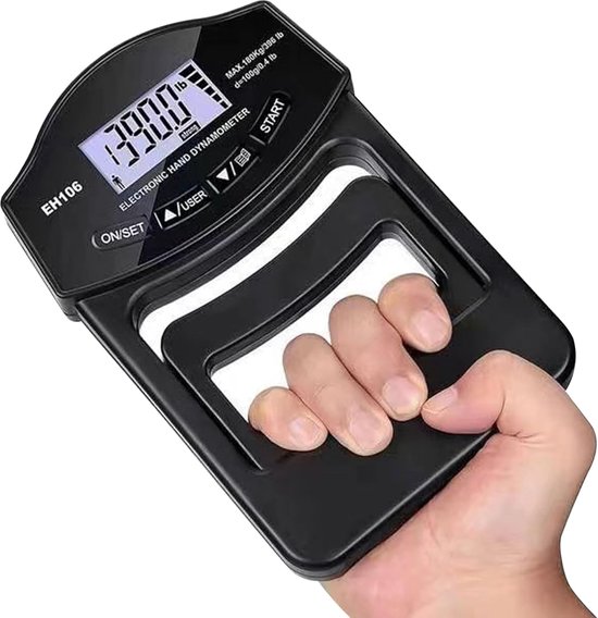 Digitales Handdynamometer Bis 180 Kg, Griffkraftmessgerät, Usb- Und Batteriebetrieb, Lcd-display, Innovatives Fingerkrafttraining