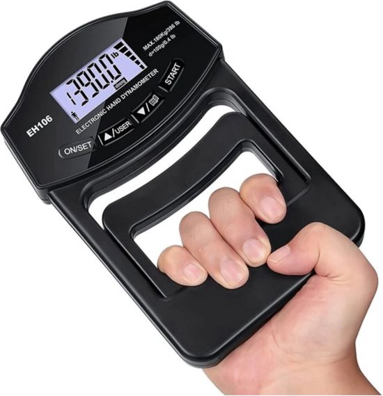 Digitales Handkraftmessgerät – Max. 180 Kg – Tester – Usb/batteriebetrieb – Lcd-display – Persönliche Aufzeichnungen – Finger-/handtrainer