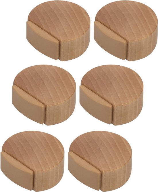 6-teiliges Set Dunkelbrauner, Selbstklebender Türstopper Aus Holz (4,5 X 4,2 X 1,6 Cm)