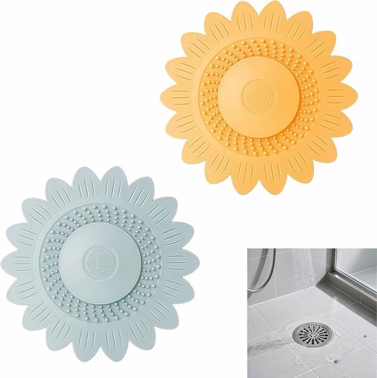 Sonnenblumenförmige Silikon-abflussstopfen, 2er-pack, Blütenförmiger Badewannenstöpsel, Rutschfester Siebeinsatz, Für Haare In Duschen, Badewannen, Waschbecken, Küchen Und Badezimmern