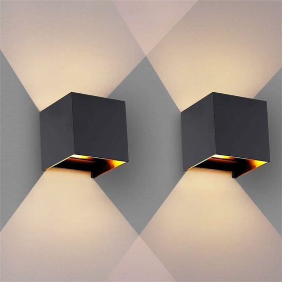 2er-pack Moderne Led-wandleuchten, 12 W, Beleuchtung Von Oben Und Unten, Verstellbarer Winkel, Cob-led, Wasserdichtes Aluminium, Warmweißes Licht, 2 Stück