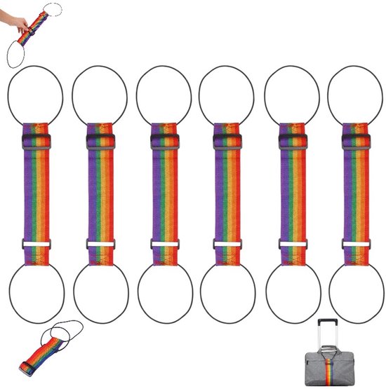 6-teiliges Regenbogen-multifunktions-gepäckgurt-set Mit Verstellbaren Gurten