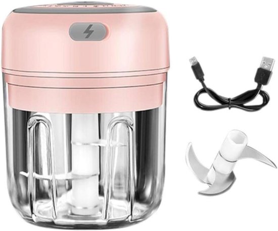 Elektrischer Mini-zerkleinerer – Gemüseschneider – Zerkleinert Zutaten Schnell – Ein-knopf-bedienung – 250 Ml Fassungsvermögen – Rosa