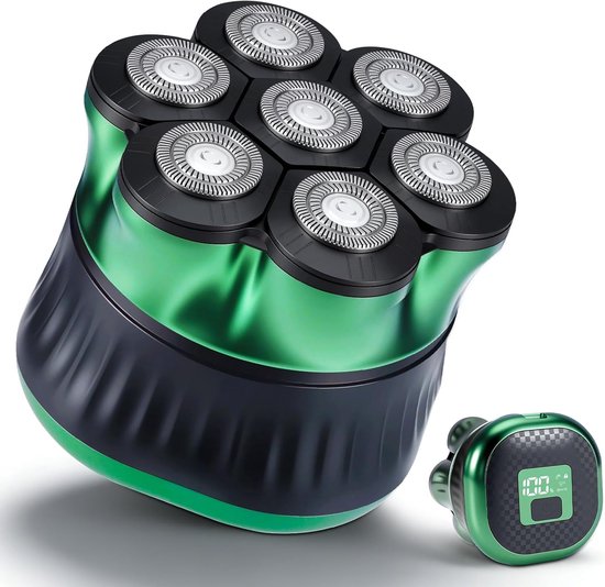 Elektrischer Kopfhauttrimmer – Gesichtsrasierer – Präzisionsrasur – 7d-scherkopf – 120 Minuten Akkulaufzeit – Grün