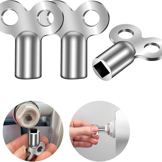 3-teiliges Entlüftungsschlüssel-set Für Heizkörper – Vierkant-entlüftungsschlüssel – Geeignet Für Rohrventile Und Wasserhähne – Größe 2,4 × 2,6 Cm – Silber