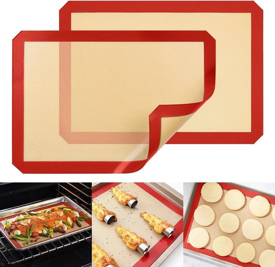 Extra Große, Wiederverwendbare Silikon-backmatte, Antihaftbeschichtet, Lebensmittelecht, Für Kekse, Macarons Und Brot, Rot, 42 X 29,5 Cm