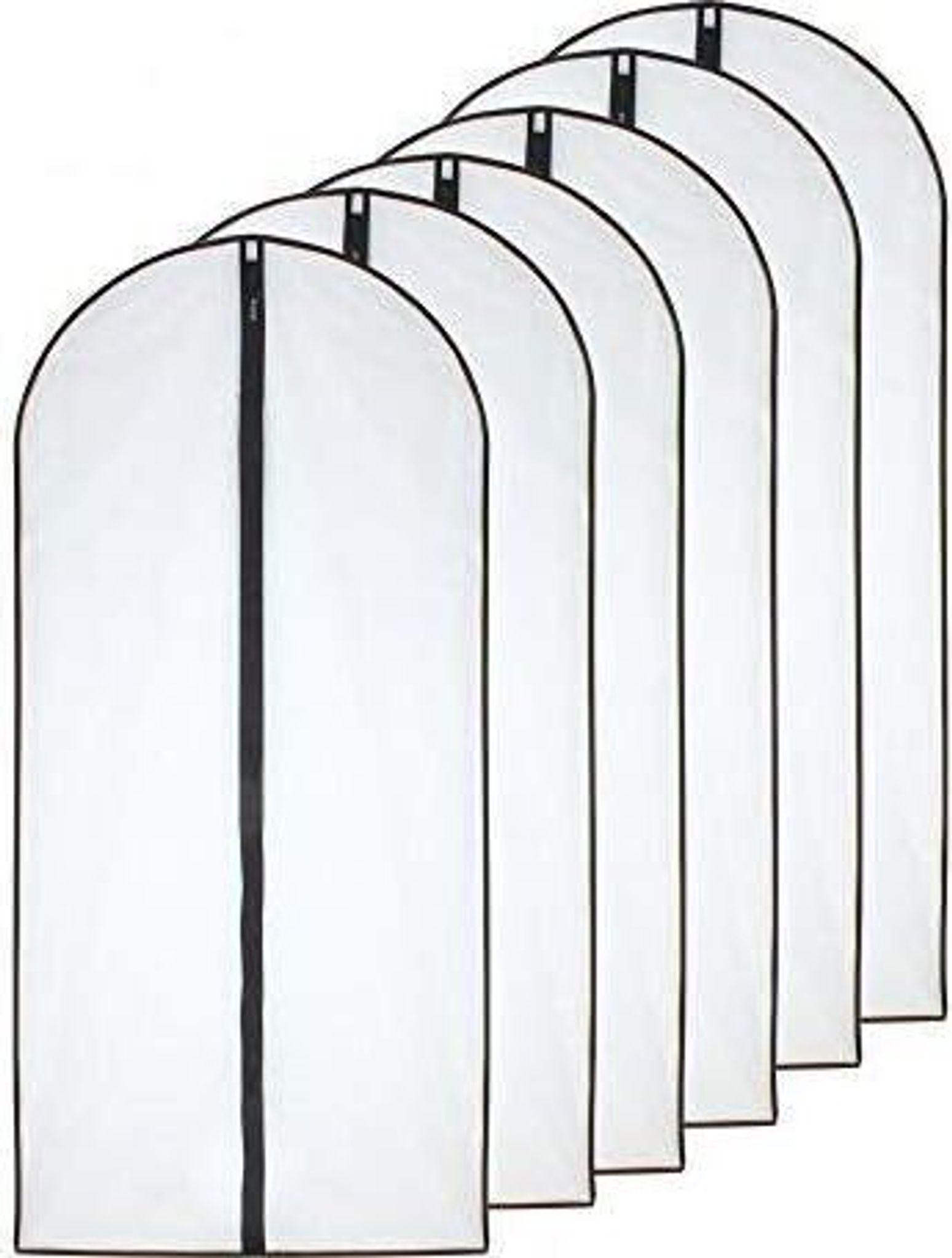 6er-pack Kleidersäcke, 60 Cm X 120 Cm, Schwarz Mit Atmungsaktiven, Transparenten Seiten Und Durchgehendem Reißverschluss, Geeignet Für Wintermäntel, Jacken Und Kleidungsstücke.