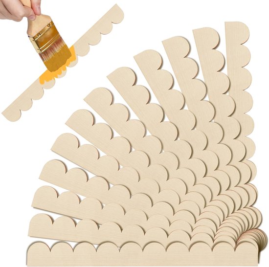 Paar Dekorative Zierleisten Aus Naturholz, Unbehandelt, Fächerförmig, 15,74 X 1,57 Zoll, Für Diy-türen Und Schränke