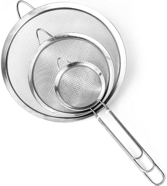 Feines Küchensieb – Edelstahl – 3-teiliges Set – 7/12/18 Cm
