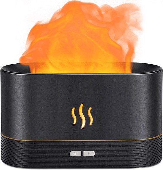 Luftbefeuchter Mit Flammensimulation, Flammendiffusor, 17,1 X 7,5 X 10,1 Cm, Duftdiffusor Für Ätherische Öle, Ultraschall-aromadiffusor, Schwarz