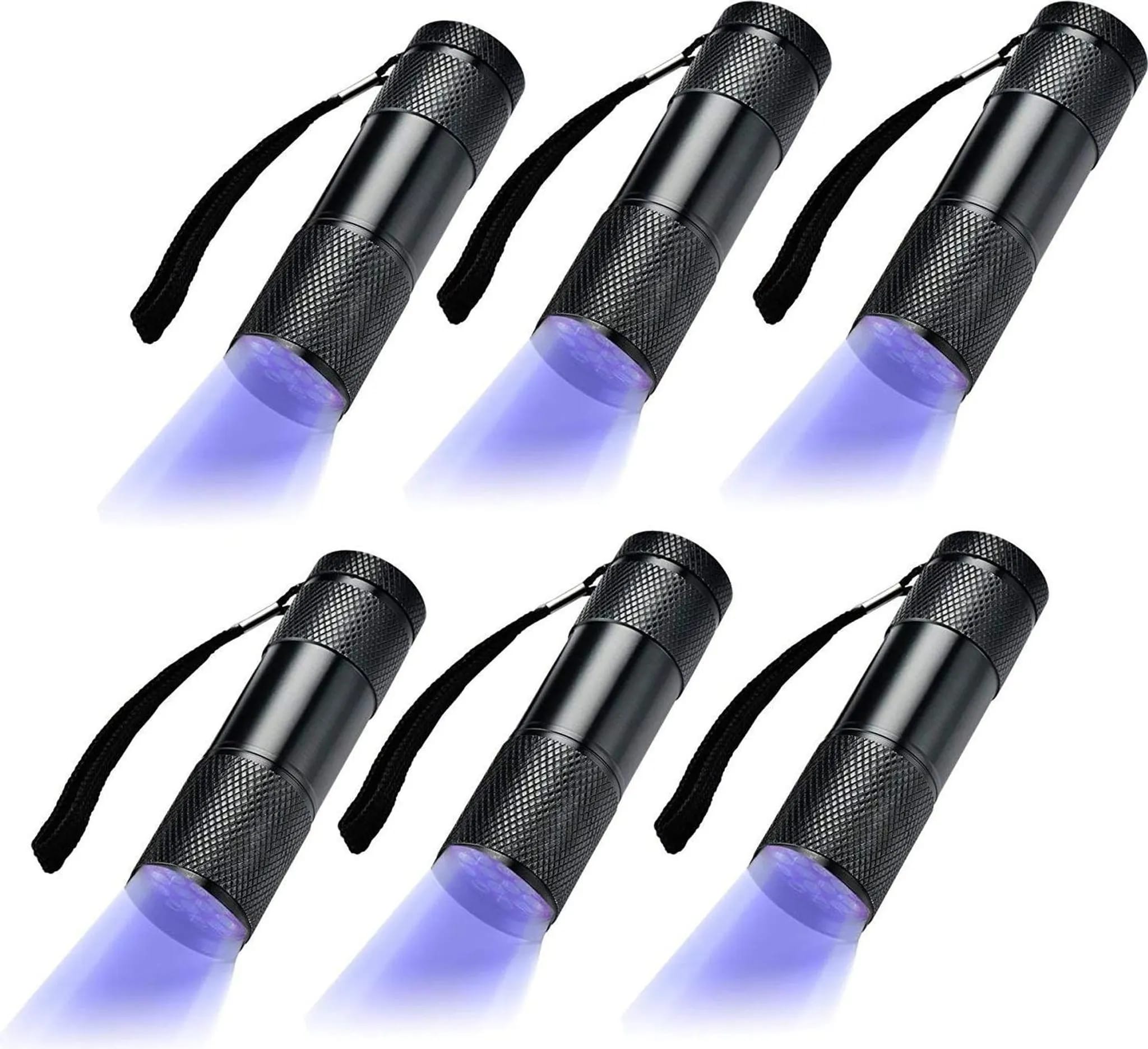 6er-pack Uv-taschenlampe, 9-led-taschenlampe, Geeignet Für Den Außeneinsatz.