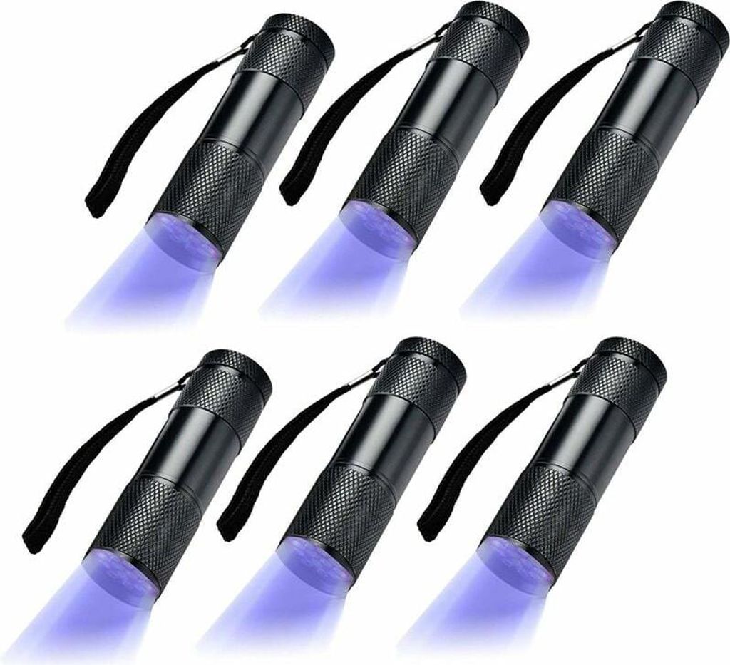 Ein Set Aus 6 Uv-ultraviolett-schwarzlicht-taschenlampen Mit 9 Led-leuchten, Geeignet Für Den Einsatz Im Freien Und Bei Anderen Gelegenheiten.