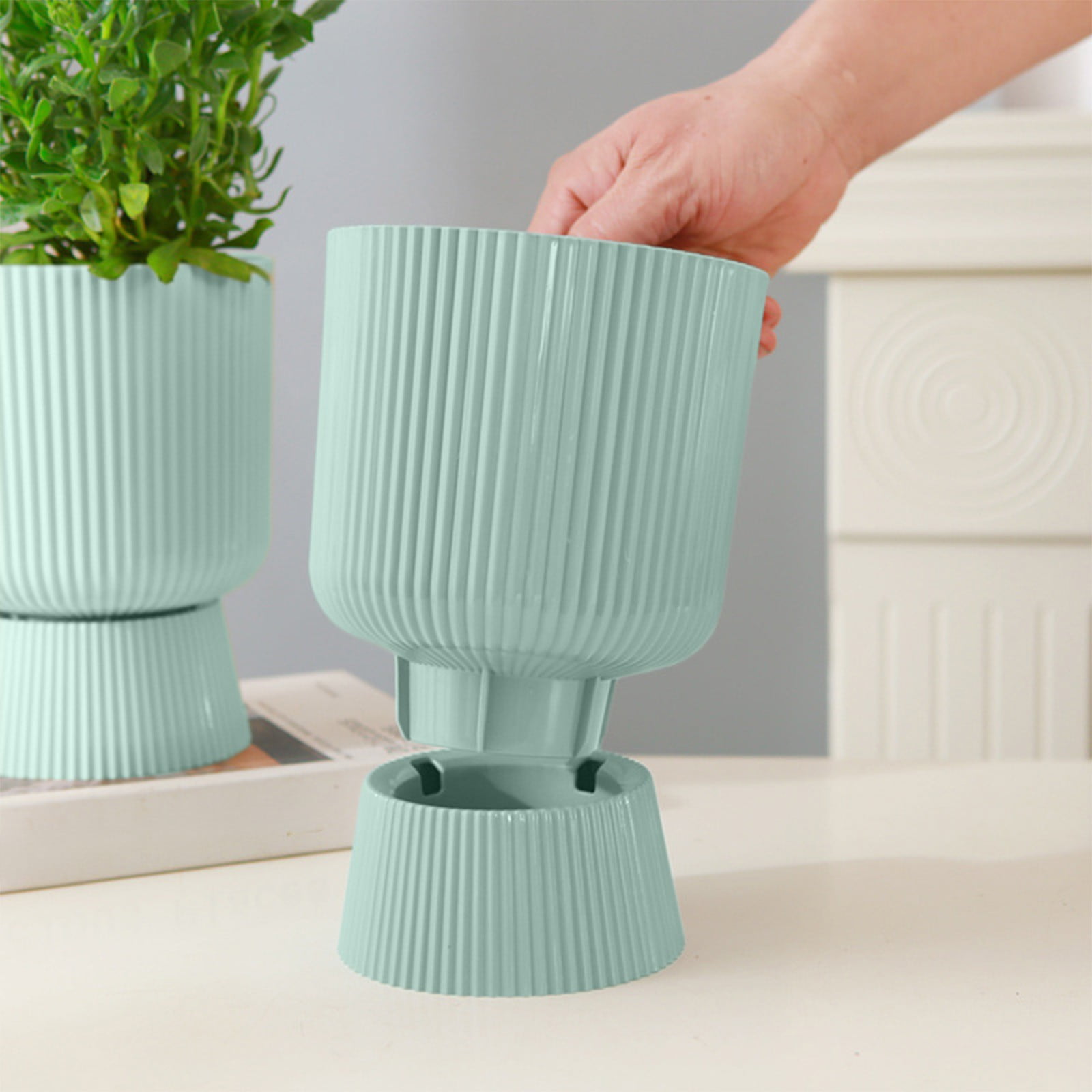 Kunststoff-blumentöpfe, Blumentöpfe Mit Abflusslöchern, Hübsche Pflanzgefäße, Pflanzgefäße Für Garten, Wohnung Und Büro, Grün