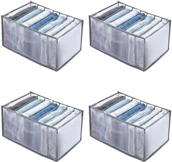 Aufbewahrungskörbe – Schubladenorganizer Für Jeans Und Hosen – Großes Fassungsvermögen – 4er-pack – Für Kleiderschrank & Reisen – Transparent