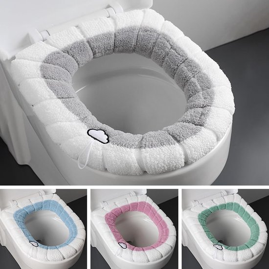 Set Mit 4 Weichen, Universellen Wc-sitzbezügen Mit Wolkenmuster (4 Farben), Komfortable, Wärmeerhöhende Wc-sitzschoner Mit Abzieher