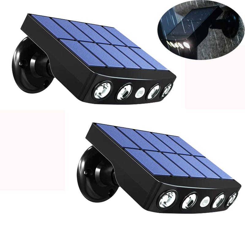 Zwei Led-solarleuchten Mit Bewegungsmeldern, Solar-gartenwandleuchten, Zaunbeleuchtung, Geeignet Für Wände Und Straßen.