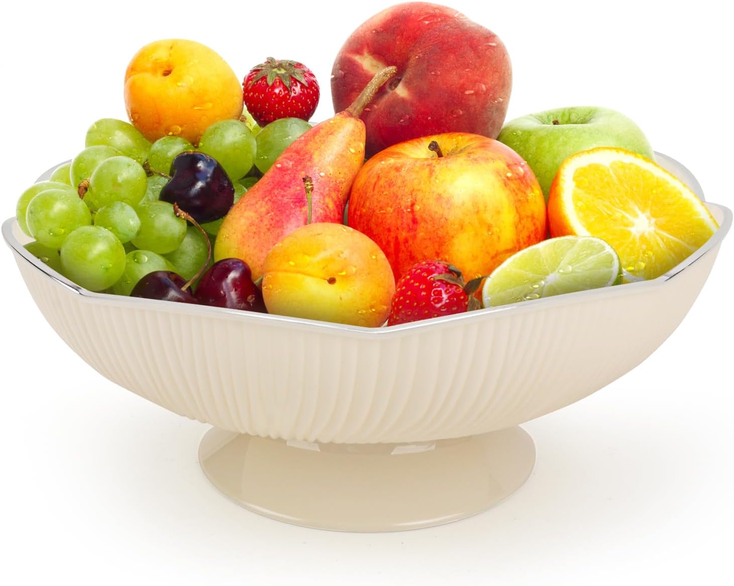 Obstkorb, 25 X 13 X 11 Cm, Abnehmbarer, Moderner Obstkorb Mit Abflusslöchern, Dekorative Obstschale Für Bad Und Küche, Weiß