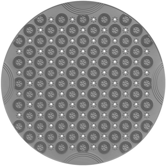 Runde, Rutschfeste Duschmatte, Pvc-badematte Mit Saugnapf Und Abflussloch, Maschinenwaschbar, Für Badewanne (55 Cm, Grau)