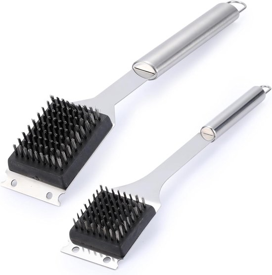 Grillreinigungsbürste, 2-teiliges Grillwerkzeug-set, Inklusive Grillbürste Und Schaber, Draht-grillbürste Für Außengrills, Reinigungsbürste Aus Edelstahl