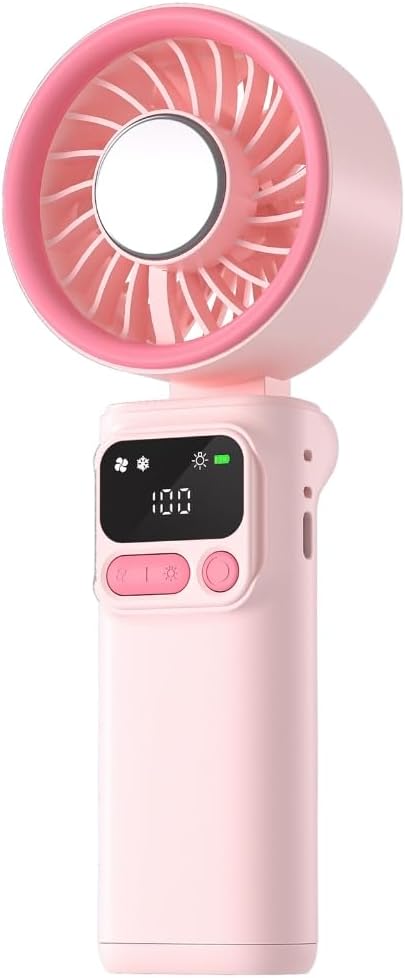 Faltbarer Eis-kühlventilator, Mini-ventilator Für Den Außenbereich, Starker Luftstrom, Einstellbare Geschwindigkeiten, Usb-aufladbar, Handlicher Ventilator, Pink