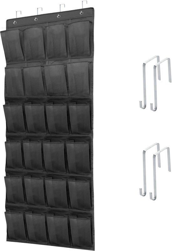 Tür-organizer – Schuhaufbewahrung – Platzsparend – 24 Atmungsaktive Netztaschen – Tragkraft: 18 Kg – Schwarz