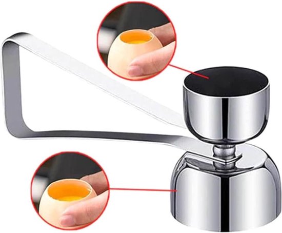 Doppelköpfiger Eierschneider/öffner/eierverarbeitungshelfer – 2-in-1-design – 10 Cm Lang – Silber