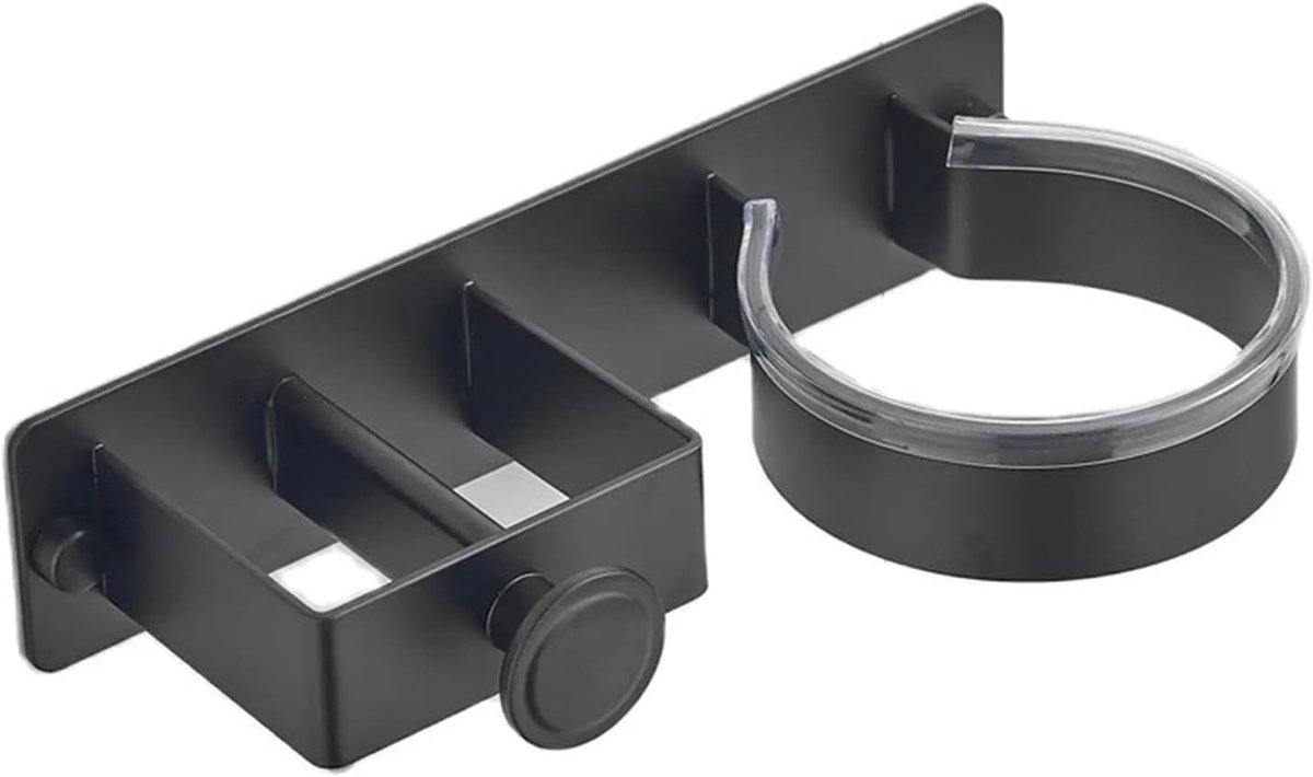 Haartrocknerhalterung – Wandmontage Für Haartrockner – Badezimmer-aufbewahrungsregal – Lockenstabhalter – Badezimmeraccessoires – Wandmontage – Schwarz – 21 X 5 X 8 Cm