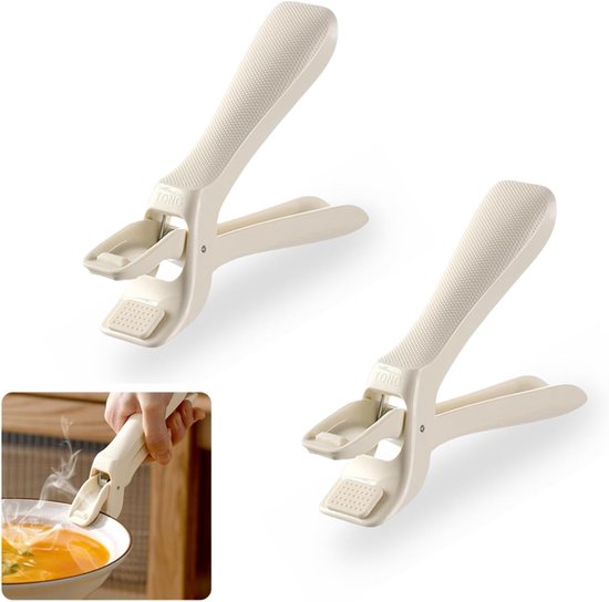 2er-pack Hitzebeständige Tellerklemmen, Küchen-verbrühungsschutzklemmen, Abtropfgestell, Für Heiße Teller, Schüsseln, Pizzateller Und Heißluftfritteusen, Cremeweiß