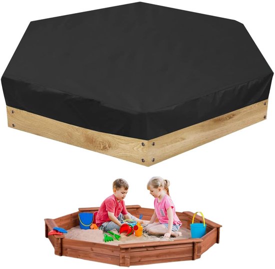 Schwarze, Wasserdichte, Sechseckige Gartenpool- Und Sandkastenabdeckung (180 X 150 X 20 Cm).