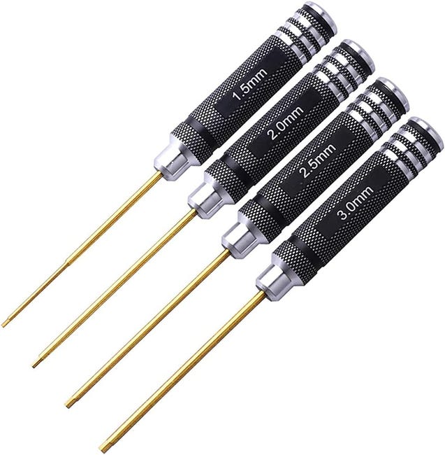 Ein Set Aus 4 Sechskantschraubendrehern Aus Titanlegierung, Geeignet Für Fpv-mehrachsen-renndrohnen/quadcopter/hubschrauber/modellautos - 1,5/2,0/2,5/3,0 Mm.
