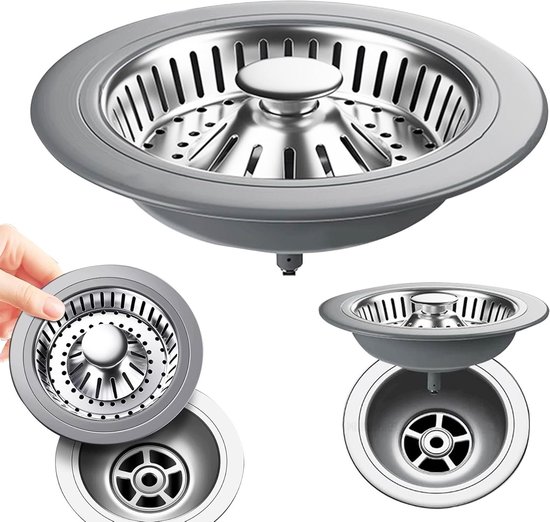 Universeller Pop-up-schwanenhals-spülbeckenfilter – 3-in-1-edelstahlmaterial