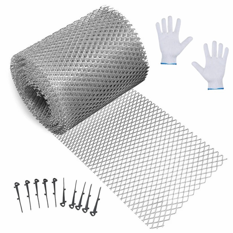 Dachrinnen & Fallrohre – Aluminium-sieb Mit 10 Haken & Handschuhen – Laubabweisend & Verstopfungsschutz – 15 Cm X 600 Cm