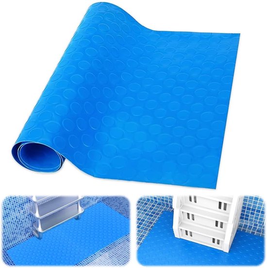 Leitermatte Für Schwimmbäder – Schutzmatte – Sicher Schwimmen – Rutschfester Gummi – 40 X 90 Cm – Blau